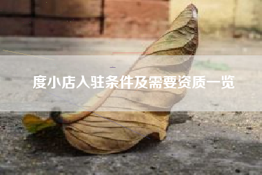 度小店入驻条件及需要资质一览